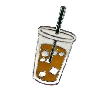 Coffee Drink Lapel Pin Cup Straw Brooch Enamel Badge Pin Accessories Jewelry
